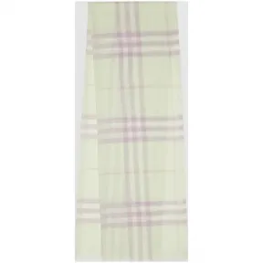 博百利/Burberry 男士 轻盈格纹丝毛混纺围巾 (石灰岩色)  80088111