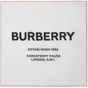 博百利/Burberry 女士 Horseferry 印花丝质方巾 (白色)  80093931