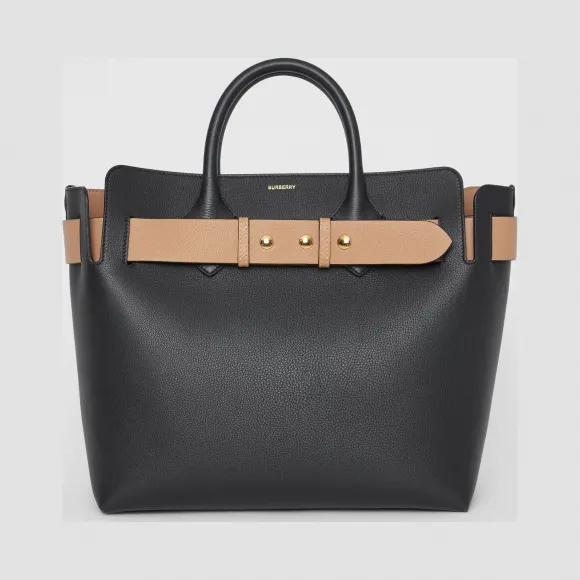 博百利/Burberry The Belt - 中号皮革铆钉装饰贝尔特包 (黑色) - 女士  80095611