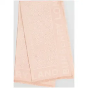 博百利/Burberry 男士 专属标识丝毛混纺提花大号方巾 (玫瑰米色)  80101131