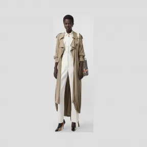 博百利/Burberry 女士 缎面条纹装饰羊毛量裁长裤 (自然白) 80101871