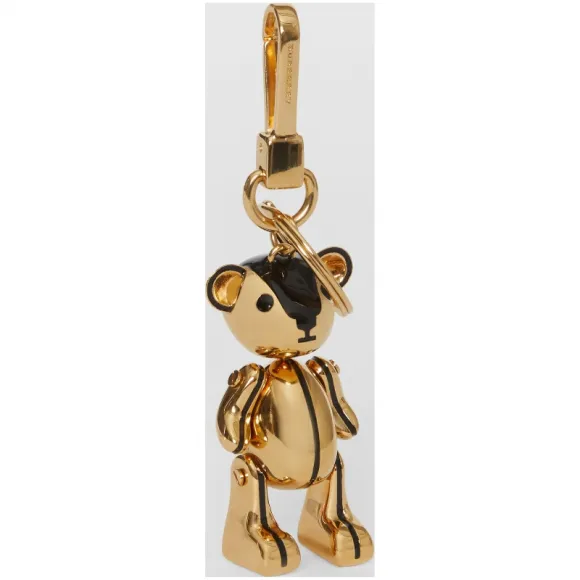 博百利/Burberry 女士 镀金 Thomas 泰迪熊吊饰 (黑色 / 浅金色)  80102061