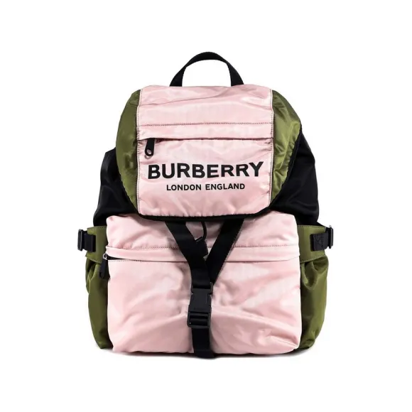博百利/Burberry 粉紅色/綠色 尼龍/皮革 女性 双肩包 8010502
