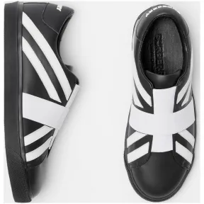 博百利/Burberry 女士 英国国旗图案休闲运动鞋 (黑色 / 光白色) 80109171