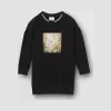 博百利/Burberry 童装 吊链印花棉质针织裙 (黑色)  80114241