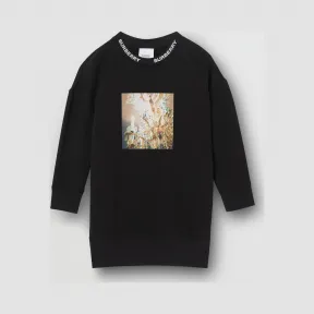 博百利/Burberry 童装 吊链印花棉质针织裙 (黑色)  80114241