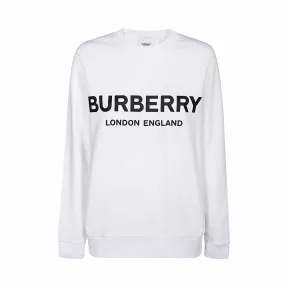 博百利/Burberry 女士 徽标印花棉质运动衫 (白色) 80114431