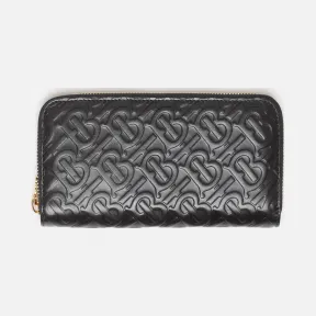 博百利/Burberry 专属标识皮革全拉链钱夹 (黑色) - 女士  80116011