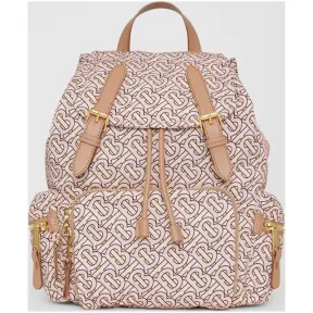 博百利/Burberry 女士 The Rucksack - 中号专属标识印花尼龙军旅背包 (胭脂红) 80116391