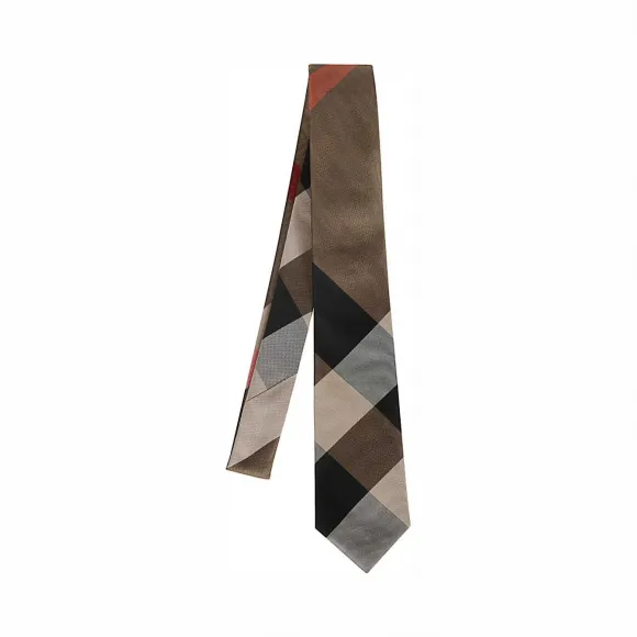 博百利/Burberry 现代剪裁大格纹丝质领带 (典藏米色) - 男士  80116891