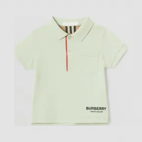 博百利/Burberry 童装 典藏条纹开襟珠地网眼布棉质 Polo 衫 (浅薄荷色) 80117411