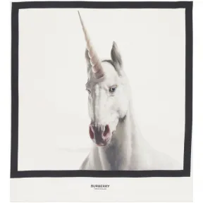 博百利/Burberry 男士 独角兽印花丝质方巾 (白色)  80118381