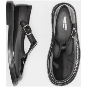 博百利/Burberry 女士 T 字型漆皮鞋 (黑色) 80119181