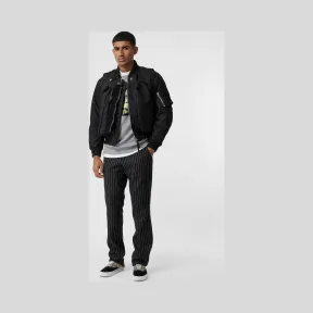 博百利/Burberry 男士 可拆式背心尼龙斜纹飞行夹克 (黑色) 80120961