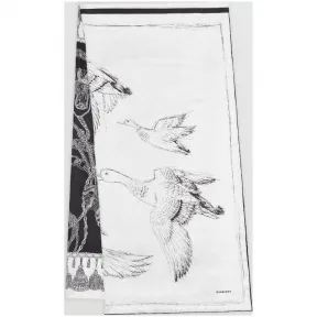 博百利/Burberry 男士 蒙太奇印花专属标识丝质提花围巾 (黑色 / 白色)  80124831