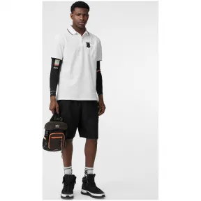 博百利/Burberry 男士 专属标识图案镶边珠地网眼布棉质 Polo 衫 (白色) - 男士  80136111