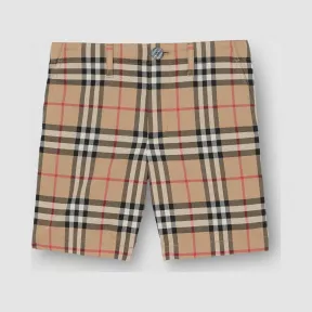 博百利/Burberry 童装 Vintage 格纹棉质量裁短裤 (典藏米色)  80141351