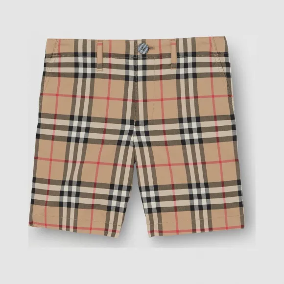博百利/Burberry 童装 Vintage 格纹棉质量裁短裤 (典藏米色)  80141351
