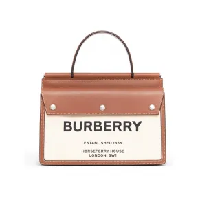 博百利/Burberry 啡色/米白色 牛皮 女性 手提包 8014637
