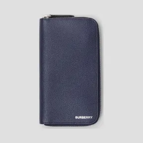 博百利/Burberry 粒纹皮革全拉链钱夹 (摄政蓝) - 男士  80146511