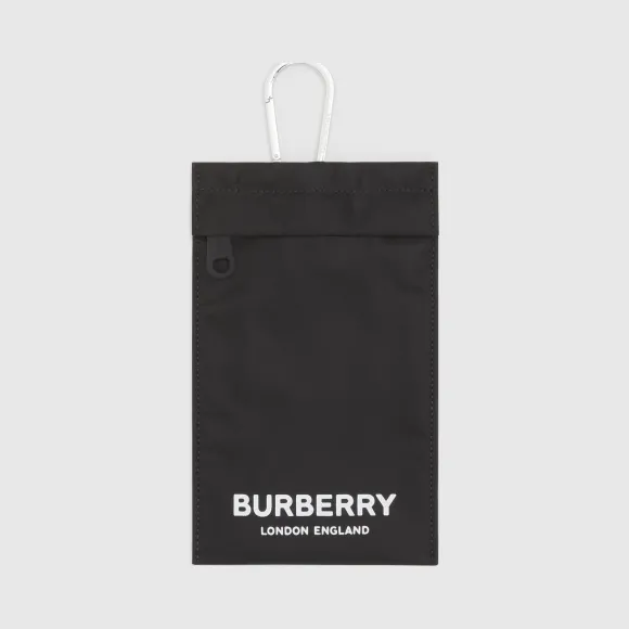 博百利/Burberry 女士 徽标印花尼龙手机保护套 (黑色) 80150341