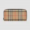 博百利/Burberry Vintage 格纹拼皮革全拉链钱夹 (黑色) - 女士  80151251