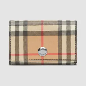 博百利/Burberry 女士 小号 Vintage 格纹环保帆布折叠钱夹 (黑色) 80151291