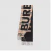 博百利/Burberry 童装 Vintage 格纹徽标装饰羊毛提花围巾 (驼色) 80151841