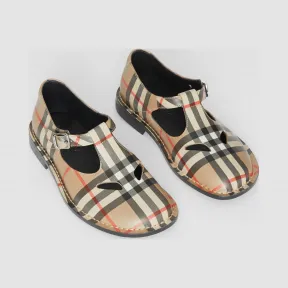 博百利/Burberry Vintage 格纹皮革玛丽珍鞋  P80153401