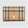 博百利/Burberry 女士 小号 Vintage 格纹环保帆布折叠钱夹 (麦芽棕) 80153461