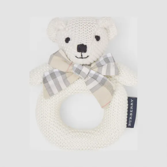 博百利/Burberry 童装 Thomas 泰迪熊造型棉质摇铃玩具 (象牙色) 80154411