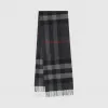 博百利/Burberry 女士 格纹羊绒围巾 (炭灰色)  80155511