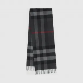 博百利/Burberry 女士 格纹羊绒围巾 (炭灰色)  80155511