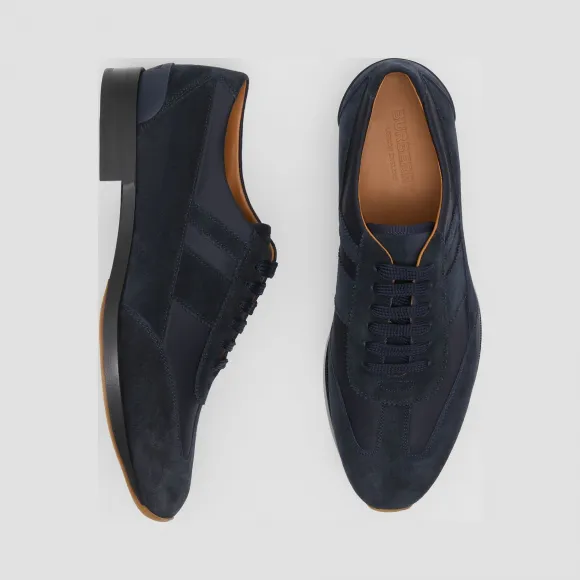 博百利/Burberry 男士 橡胶裁片麂皮系带鞋 (海军色) 80157591