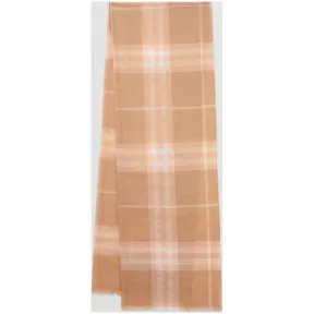 博百利/Burberry 男士 轻盈格纹丝毛混纺围巾 (浅黄褐色)  80158111