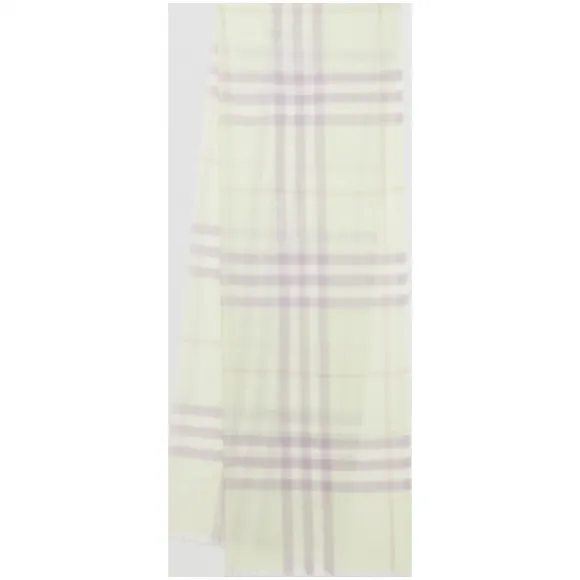 博百利/Burberry 男士 轻盈格纹丝毛混纺围巾 (石灰岩色)  80158121