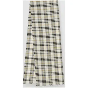 博百利/Burberry 女士 Vintage 格纹轻盈丝毛混纺围巾 (鼠尾草绿)  80158151