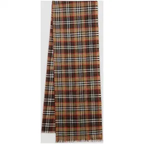 博百利/Burberry 男士 Vintage 格纹轻盈丝毛混纺围巾 (红褐色)  80158161
