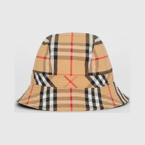 博百利/Burberry 女士 Vintage 格纹棉质渔夫帽 (古典黄色)  80158361