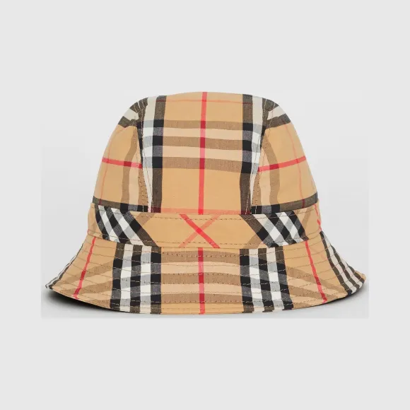 博百利/Burberry 女士 Vintage 格纹棉质渔夫帽 (古典黄色)  80158361