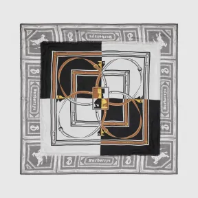 博百利/Burberry 女士 典藏围巾印花丝质方巾 (黑色 / 白色)  80164471