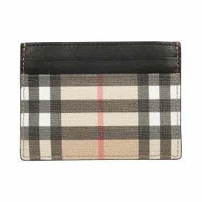 博百利/Burberry Vintage 格纹环保帆布拼皮革卡片夹 (典藏米色) - 男士  80166141