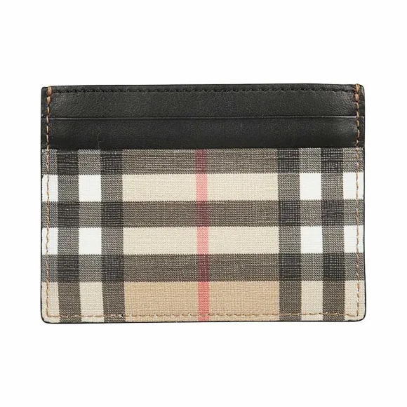 博百利/Burberry Vintage 格纹环保帆布拼皮革卡片夹 (典藏米色) - 男士  80166141