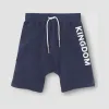 博百利/Burberry 童装 Kingdom 图案棉质抽绳短裤 (石板蓝麻灰)  80166711