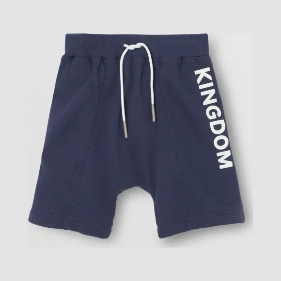 博百利/Burberry 童装 Kingdom 图案棉质抽绳短裤 (石板蓝麻灰)  80166711