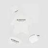 博百利/Burberry 徽标印花棉质三件套婴儿礼品套装 (麻灰白) - 儿童  80168521
