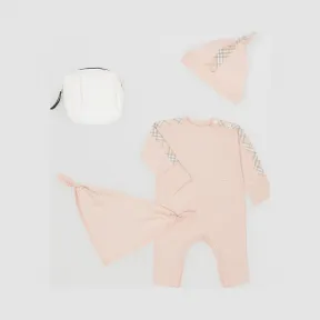 博百利/Burberry 童装 格纹棉质三件套婴儿礼品套装 (浅玫瑰粉红) 80168541