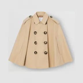 博百利/Burberry 童装 棉质嘎巴甸 Trench 披肩 (蜜色)  80168871