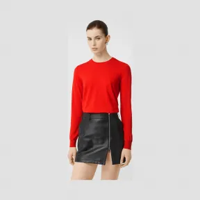 博百利/Burberry 女士 Vintage 格纹装饰美利奴羊毛针织衫 (朱红色) 80170211