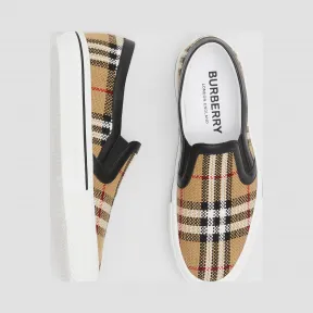 博百利/Burberry 女士 Vintage 格纹拼皮革休闲运动鞋 (典藏米色) 80173321